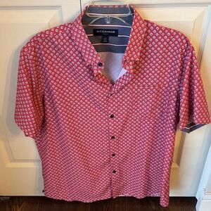 Mizzen + Main Men’s short sleeve Leeward Faded Red Foulard button down Large EUC